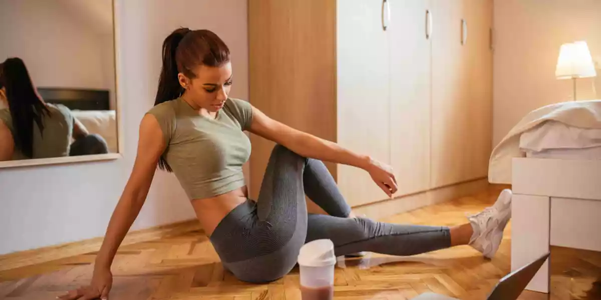 Woman exercising at home