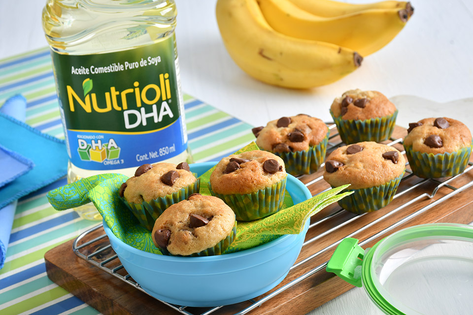 Mini muffin de plátano y chispas de choco | Nutrioli - Nutrioli